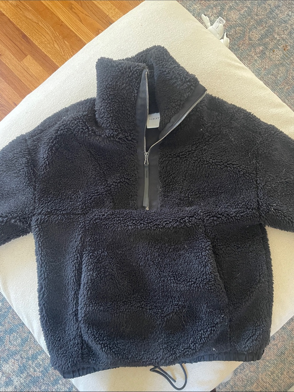 Varley Kids Black Sherpa Quarter-Zip Pullover